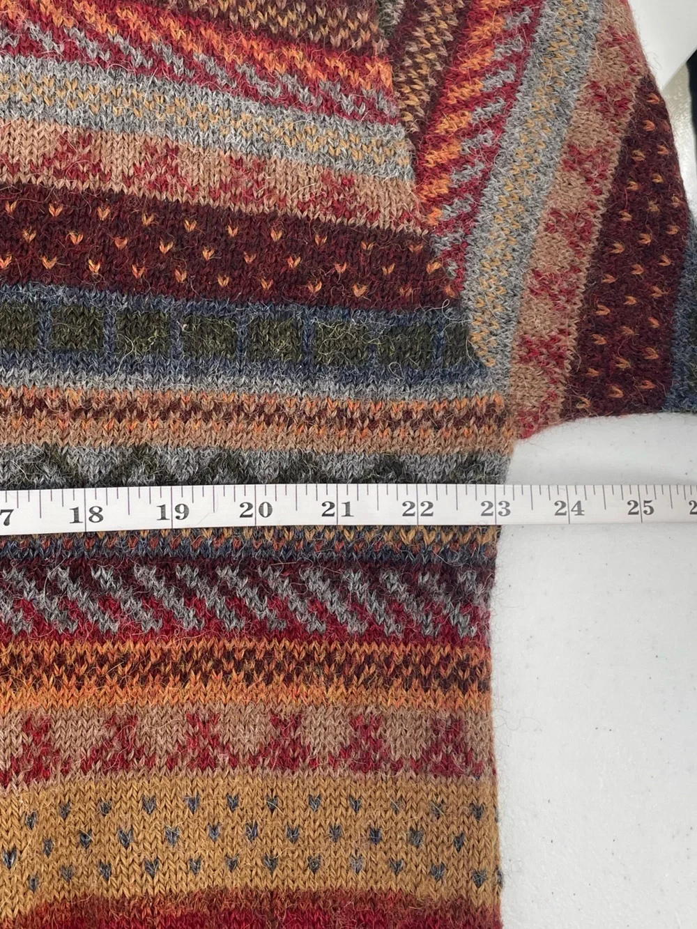 VTG Waliki 100% Alpaca Wool Quarter Zip Sweater XL Boho Geometric Grandpa Core